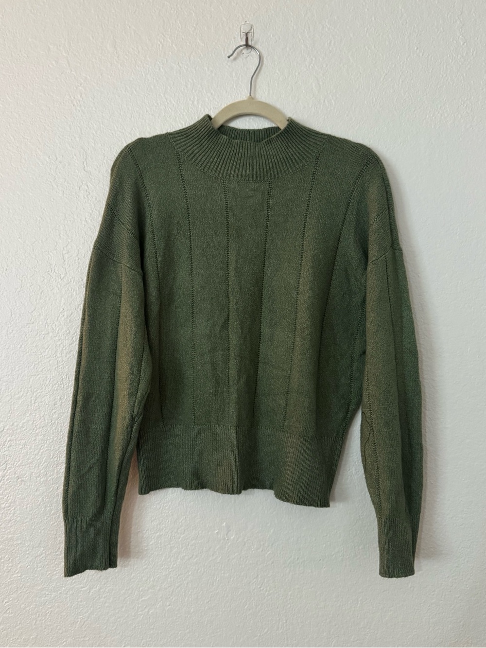 LOFT Olive Crewneck Turtleneck-Style Sweater